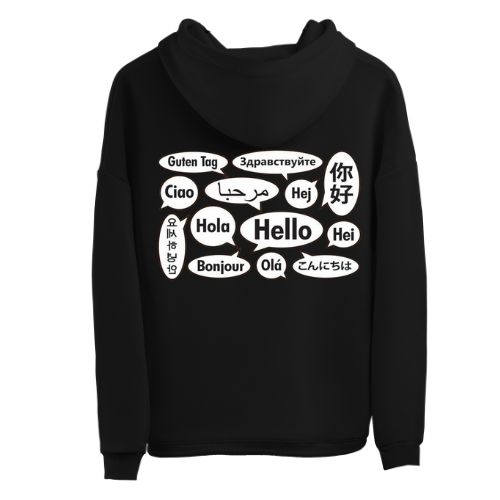 Black Hoodies with Hello in World Black Hoodies with Hello in World - Image 2